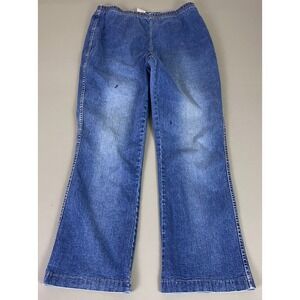 Essentials Jeans‎ Women's Plus Size 18 20W Blue Flare Leg Elastic Waist *Flaw